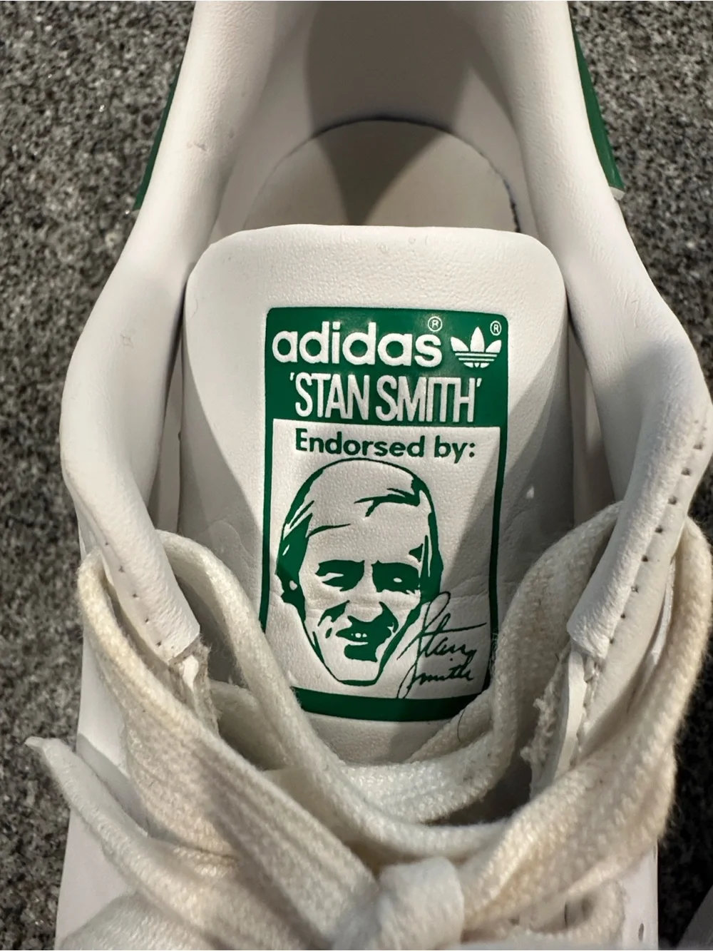 adidas Stan Smith White Leather Sneakers with Green Accent - Men size 12